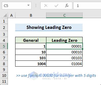 Using a custom number format to display leading zeros.